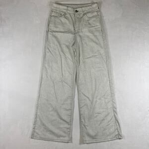 Zara Women's high rise 100% cotton pinstriped wide leg denim jeans